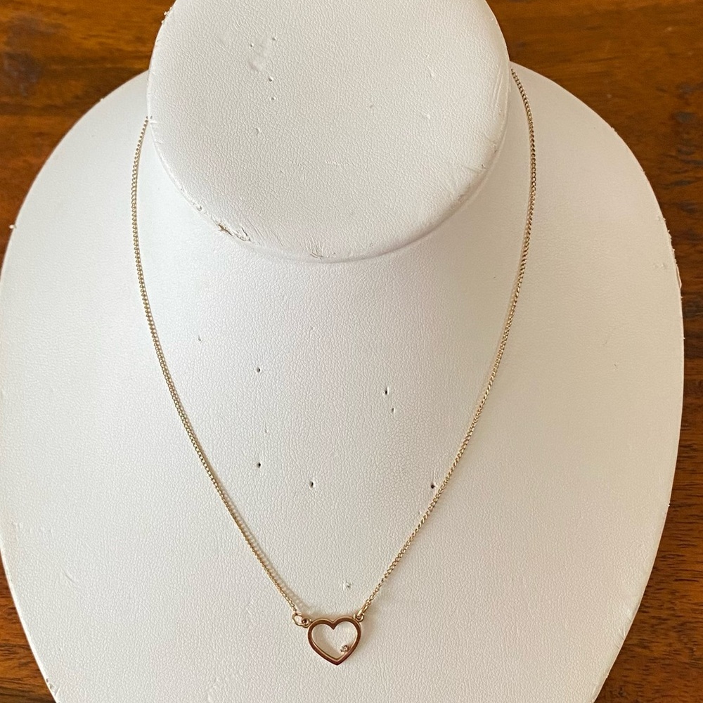 Delicate Gold tone Open Heart Necklace with stone- Timeless Women’s Jewelry